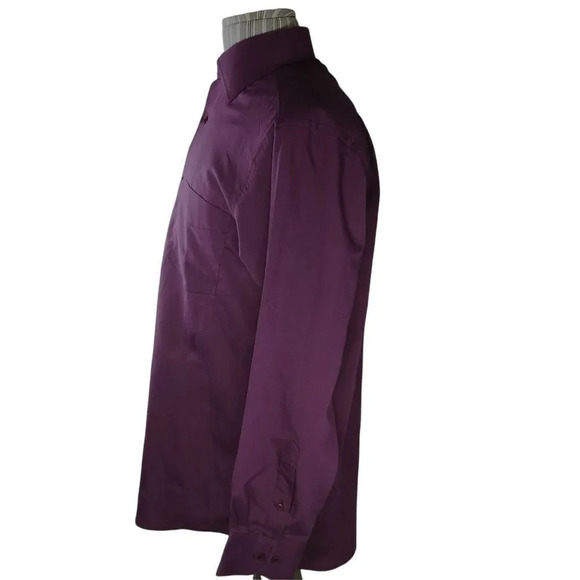 President Stone Work Office Business Dress Shirt, Eggplant Purple,  M - Picture 6 of 10